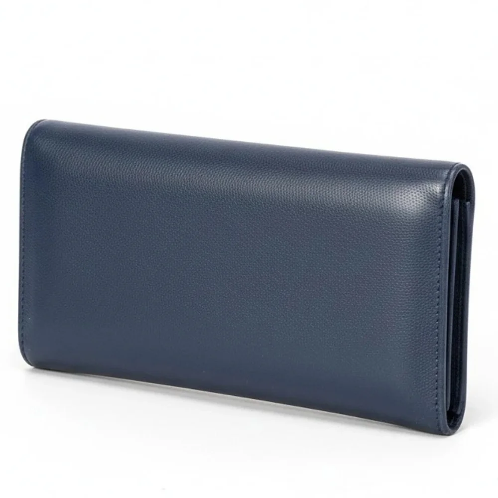 Dior Vintage Navy Leather Envelope Wallet EUC